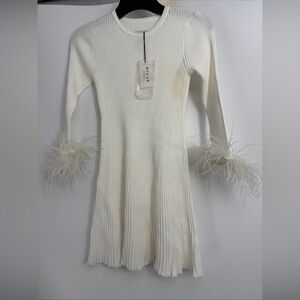 $325 Milly Minis Girl's Ribbed Feather Sleeve Dress Size 10 Flaw